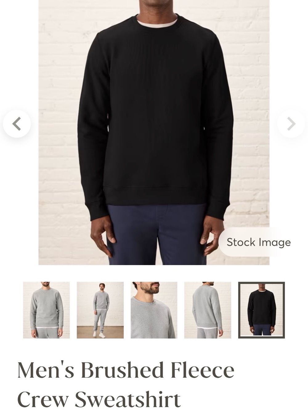 NWT-PACT ORGANIC-MEN’S BRUSHED FLEECE CREW SWEATSHIRT-MEDIUM-BLACK